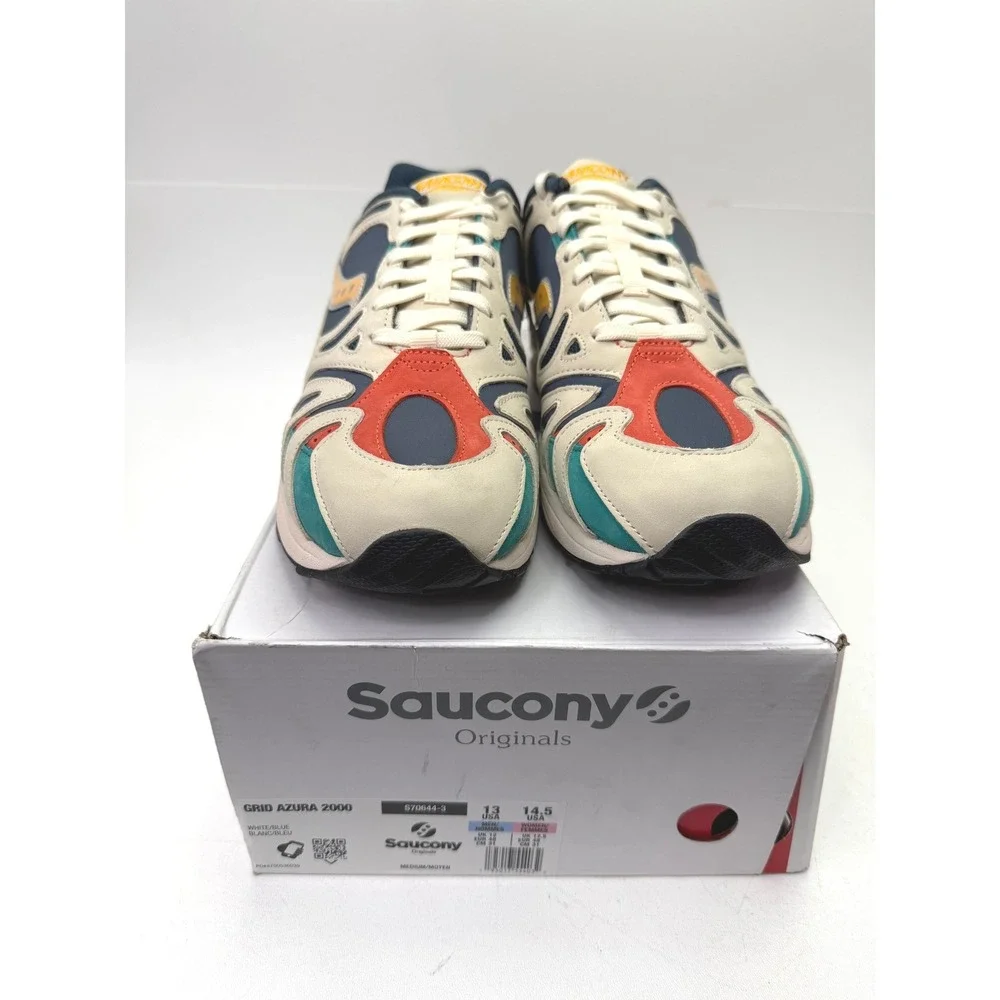Saucony Grid Azura 2000 Changing Tides Mens White Blue Sneakers S70644-3 Size 13